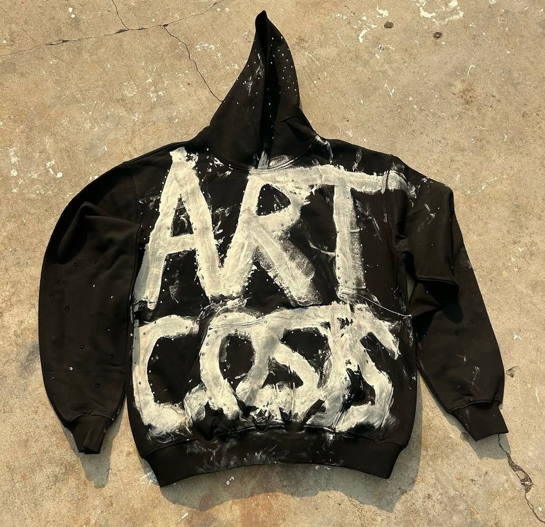 Art Costs Simple Black Rhinestone Hoodie